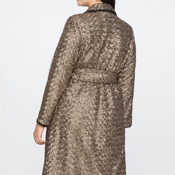 Eloquii Long Sequin Trench Coat 14/16 14 16 - Picture 4 of 4